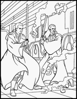 coloriage les jeid avec leurs sabres